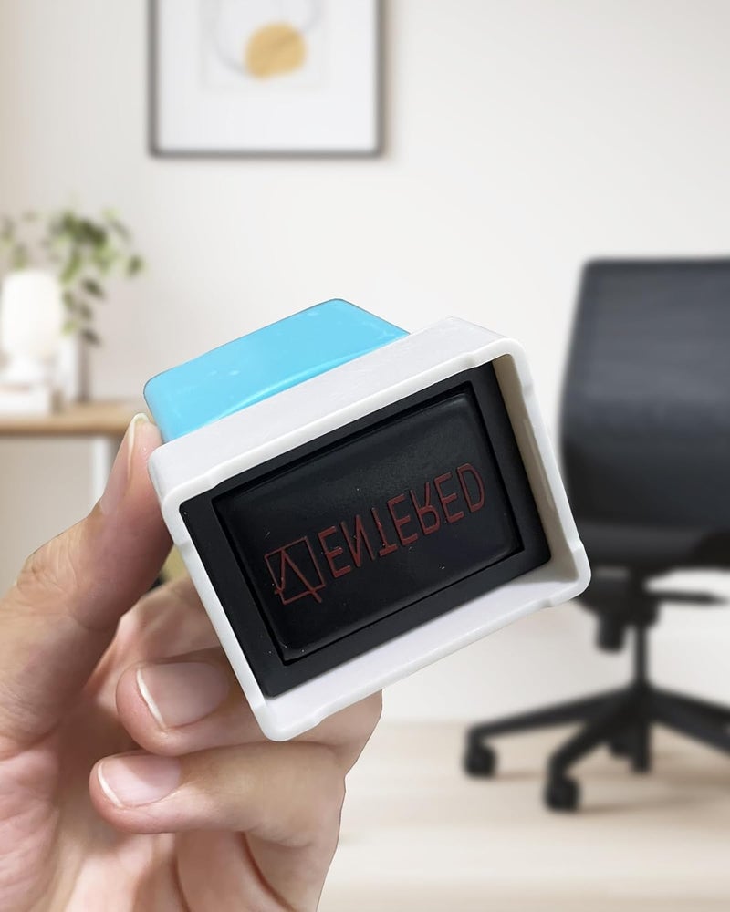 WAFJAMF Entered Stamp–Message Stamp Pre-Inked Office Stamp Refillable Red Ink Preinstalled-Medium - Image 4